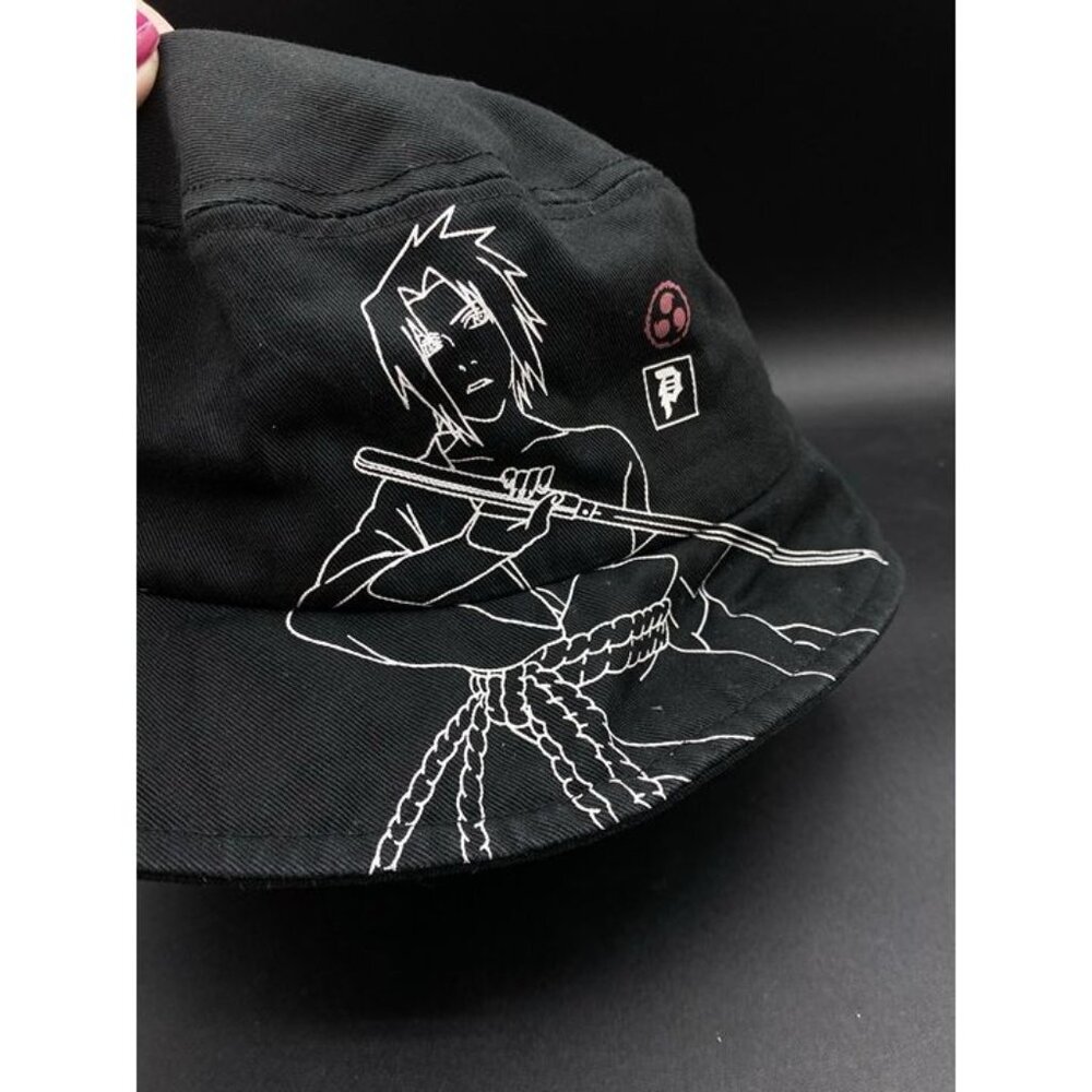 Primitive x Naruto Shippuden Sasuke Strike Black Bucket Hat